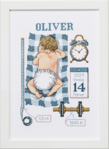 Embroidery Kit Christening Memento Oliver 21 x 30 cm / 8.27 x 11.81 in
