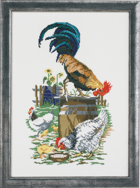 Embroidery Kit Chicken Coop R5385 35 x 25 cm / 13.78 x 9.84 in
