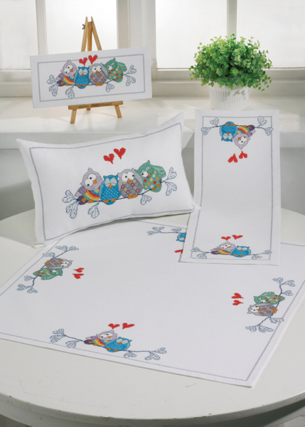 Embroidery Kit Owls on Branch 35 x 15 cm / 14 x 6 in