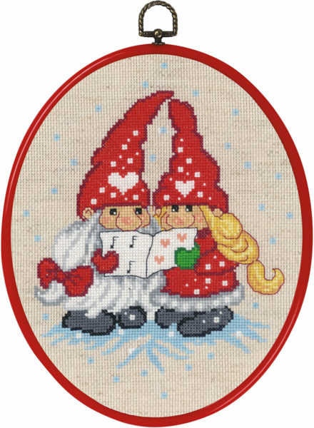 Embroidery Kit Pair of Elves Singing 20 x 26 cm / 7.87 x 10.24 in
