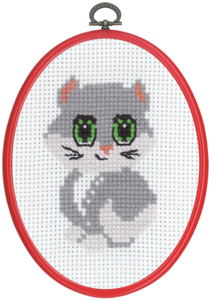 Embroidery Kit MFK Grey Cat M 5959/30 13 x 18 cm / 5 x 7 in