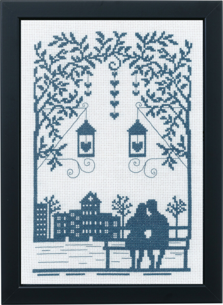Embroidery Kit Couple on bench 29 x 20 cm / 11.42 x 7.87 in