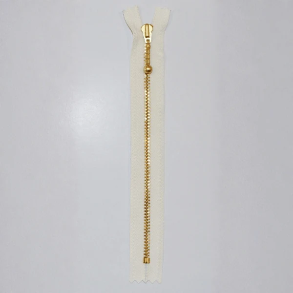 YKK Fixed Zipper, Brass, 4 mm 841 Ecru
