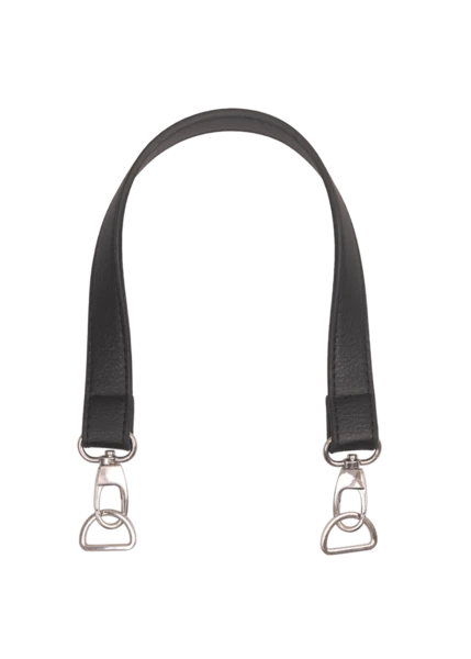 Go Handmade Bag Handle with Lobster Clasp and D-ring: 50 x 2,5 cm, Black/Silver