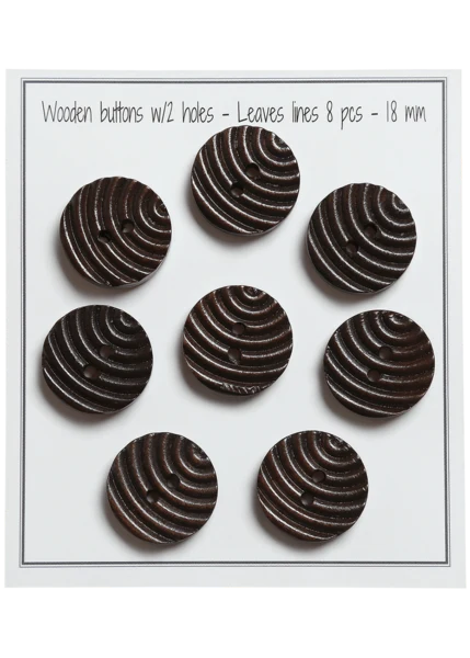 Go Handmade Wooden Buttons - Leaves Lines: 18 mm
