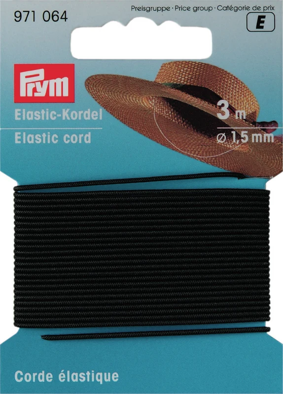 Prym Elastic cord Black 1.5 mm, 3 m