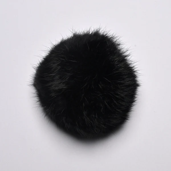Pompom Rabbit Fur 3.94'' 01 Black