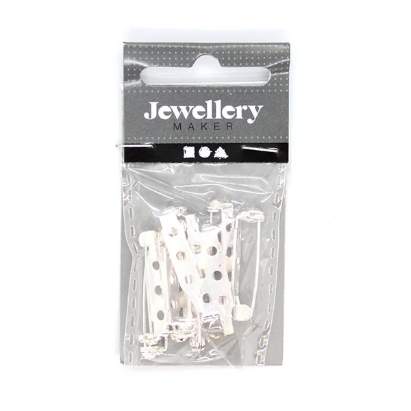 Brochenåle Forsølvet 25 mm, 10 stk