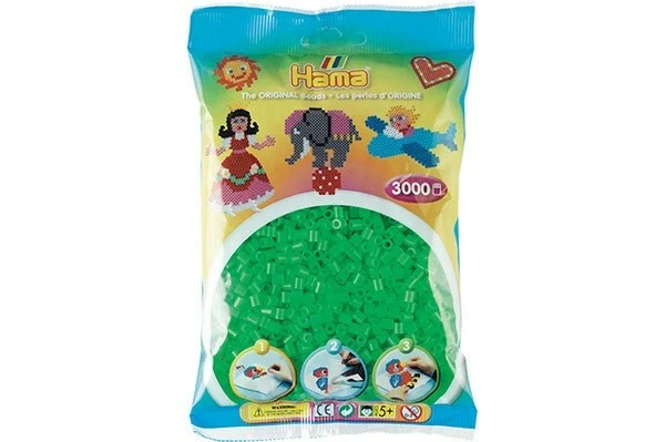 Hama Midi Perler, Transparent, 3000 stk 201-37 Neon grøn