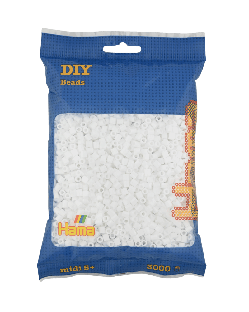 Hama Midi Beads, Solid color, 3000 pcs 201-01 White