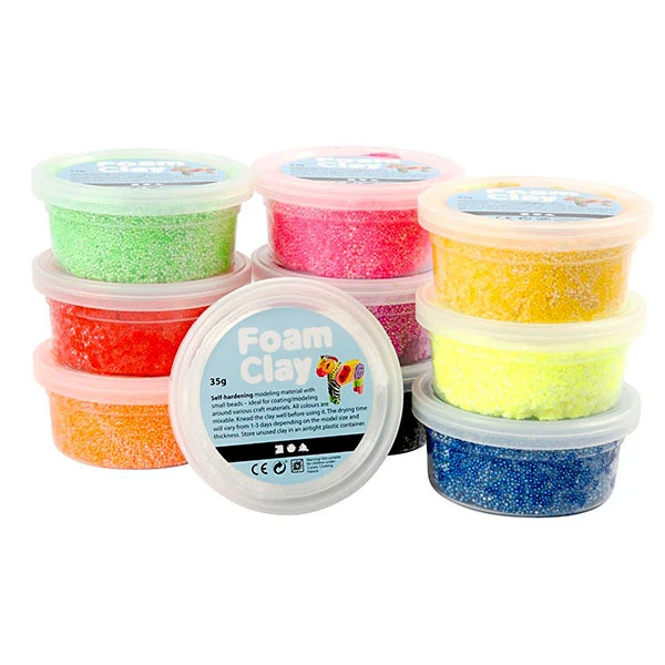 Foam Clay Natale - Pasta Modellante Autoindurente Con Perlina, 6 Vasetti Da 14g (5 Colori + 1 Rosso Extra)