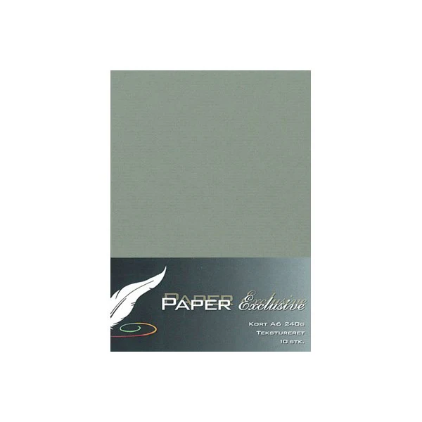 Paper Exclusive Dobbelt Kort A6, 240 g, Tekstureret, 10 stk Mørkegrå