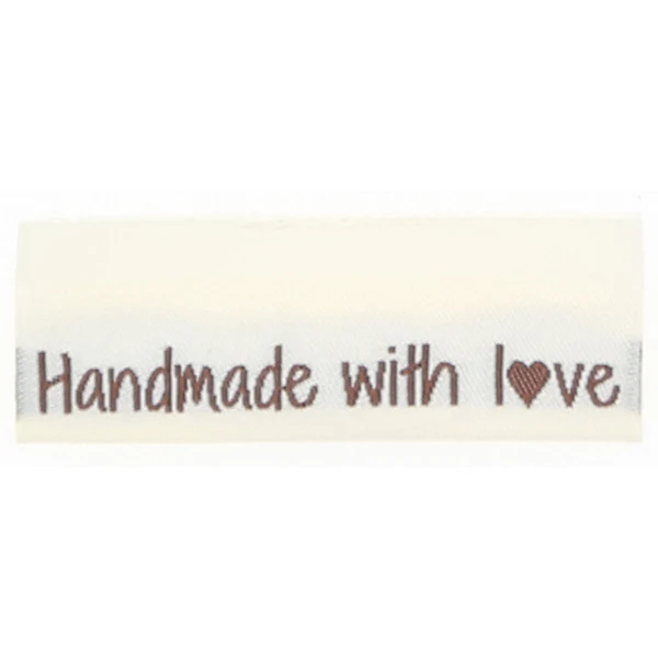 Go Handmade Woven Label, Double-Sided, 50 x 11.5 mm, 10 pcs Handmade with love