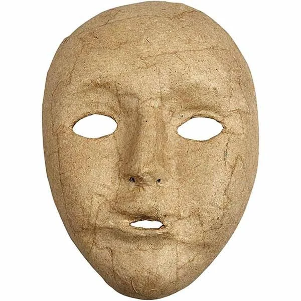 Helmaske, 1 stk Papmaché - H 17,5 cm, B 12,5 cm