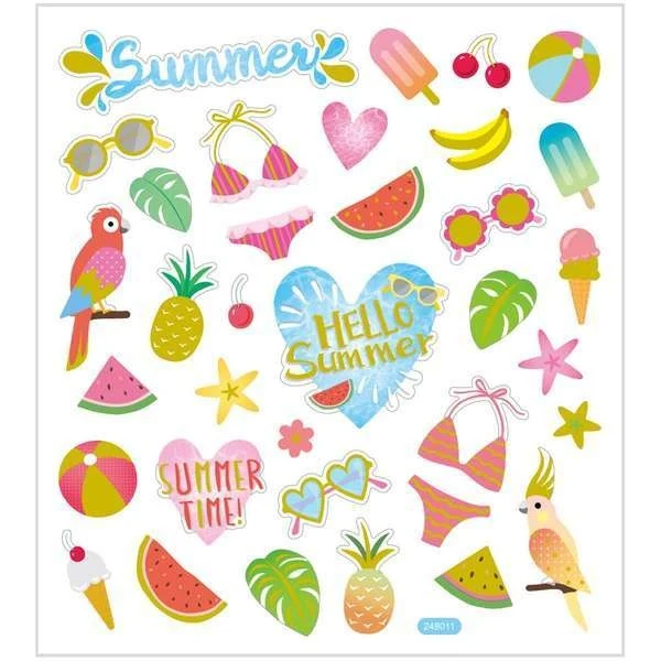 Stickers, Blandet, Ark 15 x 16,5 cm, 1 ark Sommerferie2