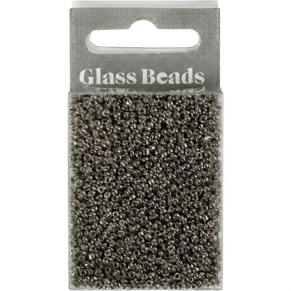 Rocailles, Glass Beads 1.7 mm Grey metal