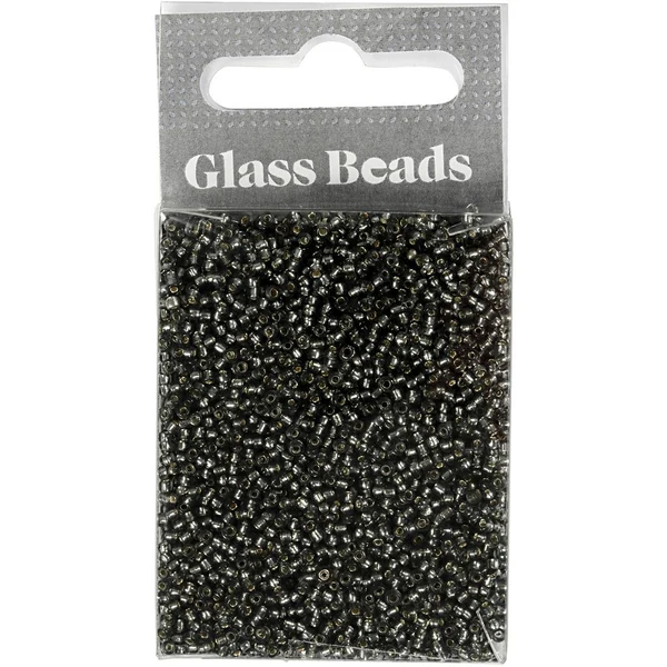 Rocailles, Glass Beads 1.7 mm Grey green