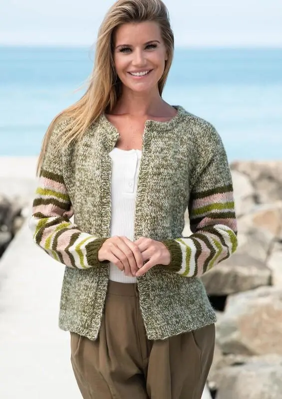 1817 Mottled sweater with striped sleeves