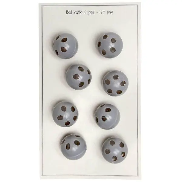 Go Handmade Rattle Ball Grey 24 mm, 8 pcs