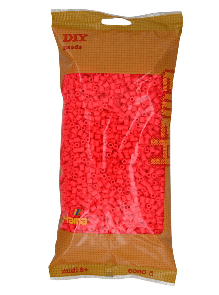 Hama Midi Beads, Solid colour, 6000 pcs 205-33 Fluorescent cerise