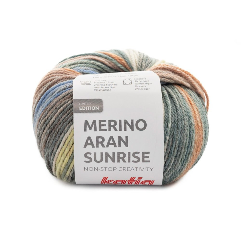 Katia Merino Aran Sunrise 308 Copper-Blue-Khaki