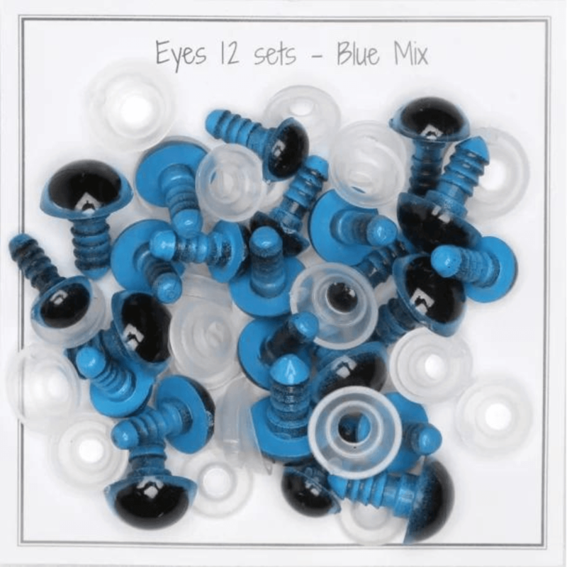 Go Handmade Safety Eyes, Blue, Mix Pack, 12 Pairs