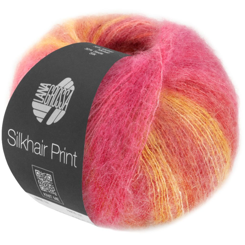 Lana Grossa Silkhair Print 428 Berry/Old Rose/Fuchsia/Raspberry/Golden Yellow/Nougat