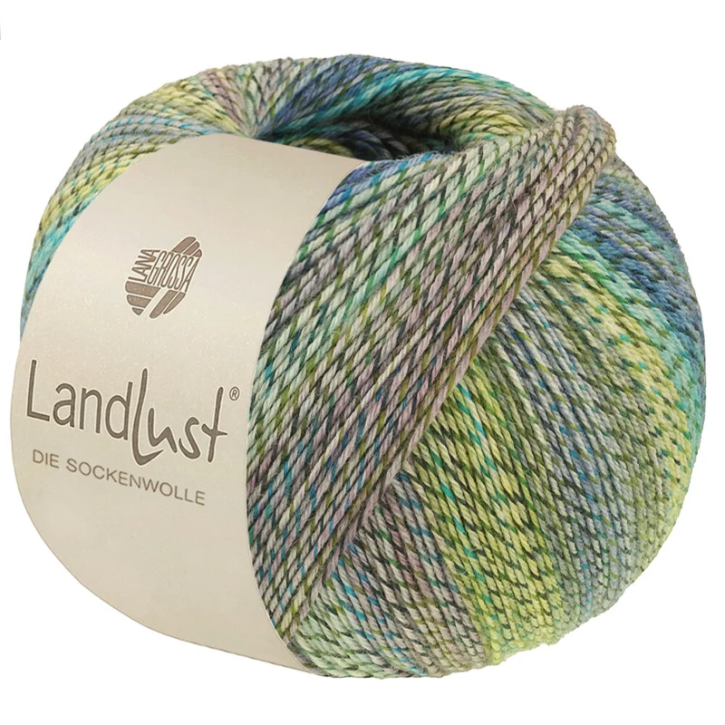 Lana Grossa Landlust Die Sockenwolle 221 Lime/Light olive/Dark olive/Light grey/Light blue/Turquoise/Jade/Blue