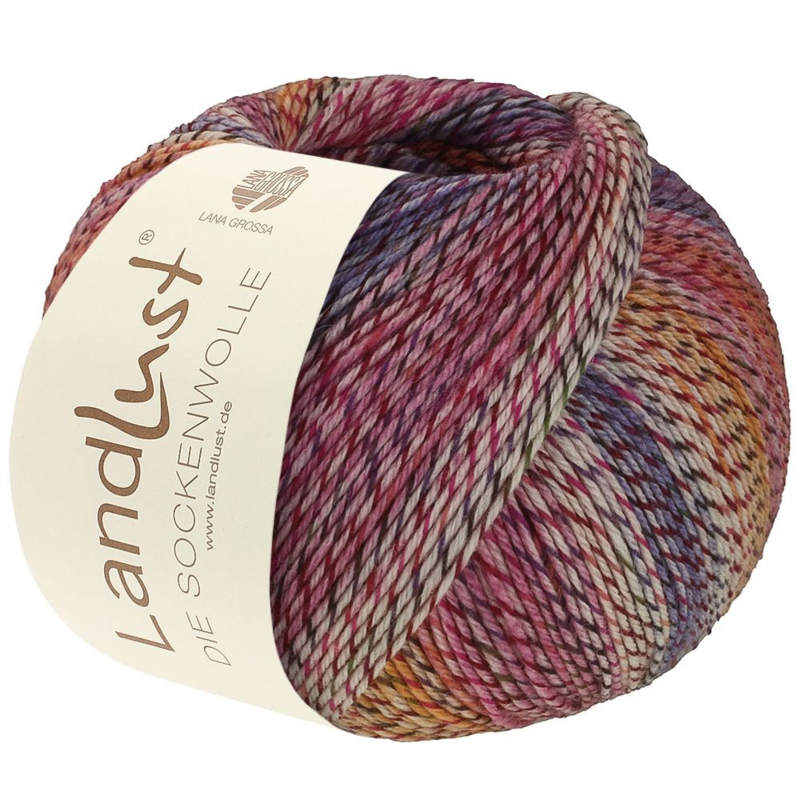 Lana Grossa Landlust Die Sockenwolle 219 Ecru/Burgundy/Hot Pink/Purple/Pink/Egg Yellow/Violet Blue