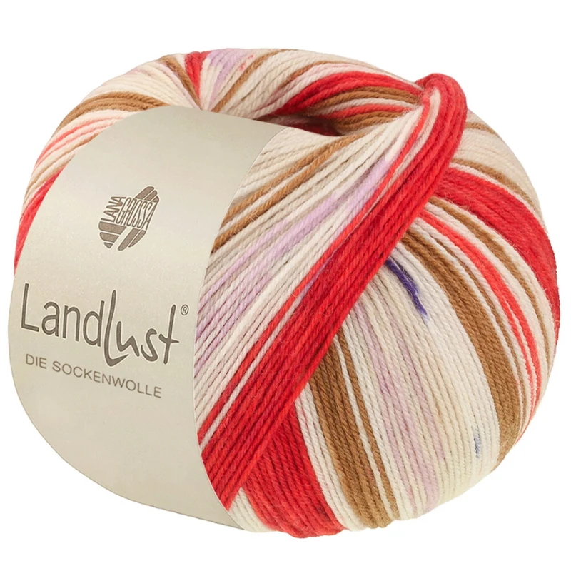 Lana Grossa Landlust Die Sockenwolle 725 Oriental red/Strawberry red/Ecru/Brown/Pink/Purple/Light beige/Dark blue