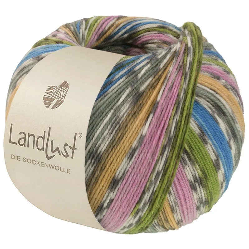Lana Grossa Landlust Die Sockenwolle 822 Azure blue/Grey green/Yellow/Purple/Spring green/Off-white/Grey