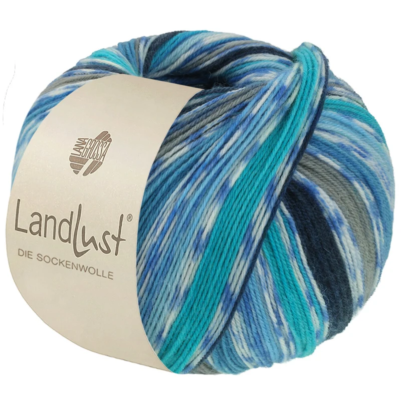 Lana Grossa Landlust Die Sockenwolle 823 Dark grey/Black/Sea green/Turquoise/Royal blue/Petrol blue/Off-white/Blue