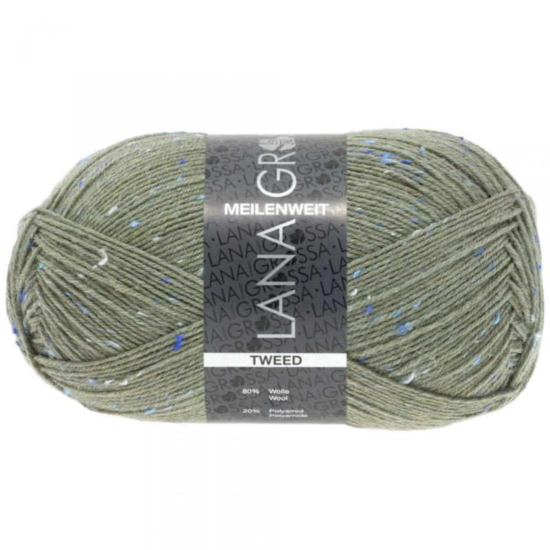 Lana Grossa Meilenweit 100 Tweed 155 Green grey