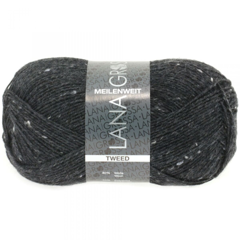 Lana Grossa Meilenweit 100 Tweed 107 Anthracite