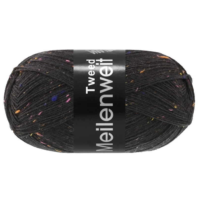 Lana Grossa Meilenweit 100 Tweed 186 Coal black