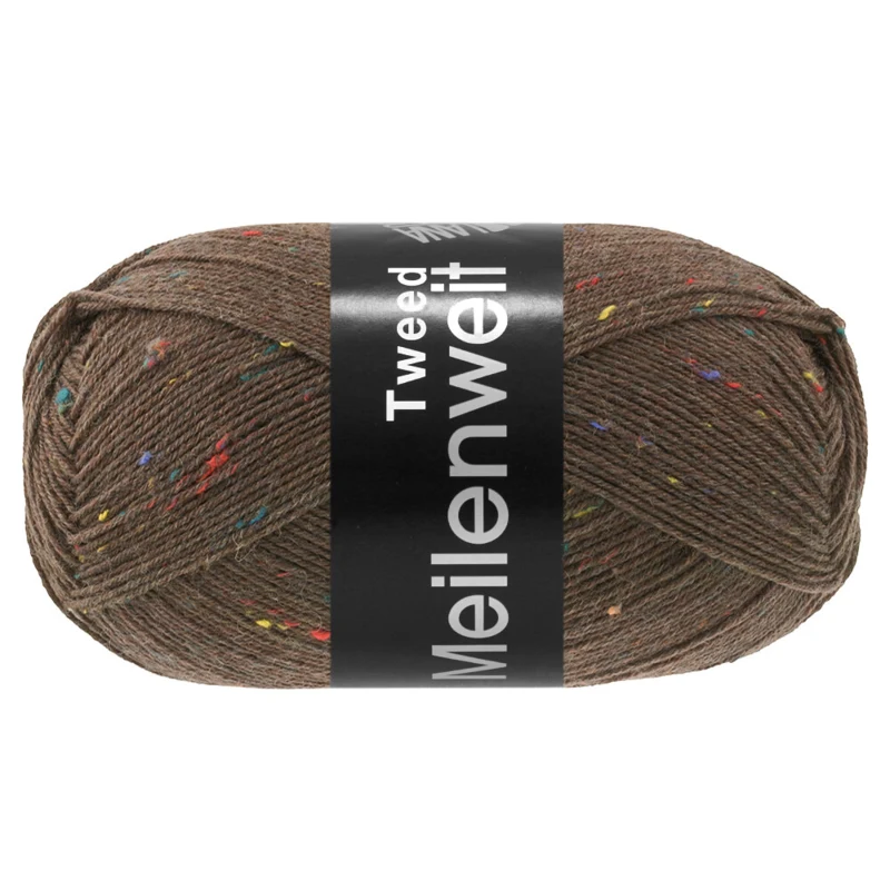 Lana Grossa Meilenweit 100 Tweed 184 Dark brown