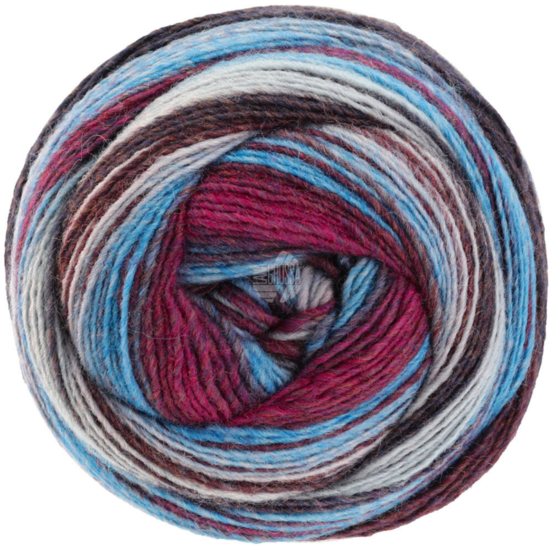 Lana Grossa Gomitolo Arte 1016 Grey-blue/Jeans/Wine red/Grey-red/Aubergine