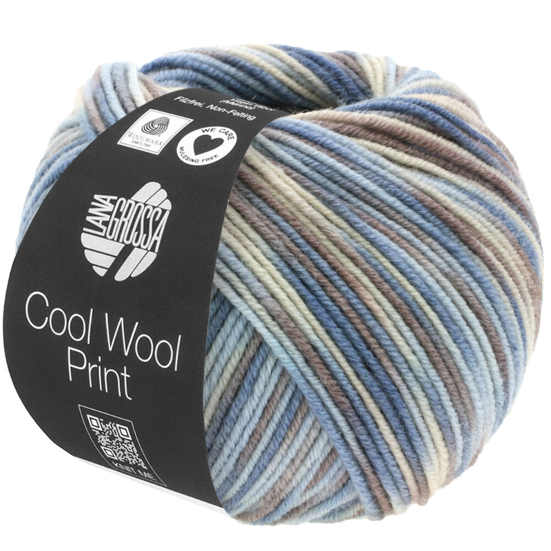 Lana Grossa Cool Wool Print 763 Light blue/Grège/Grey-brown/Blue-grey