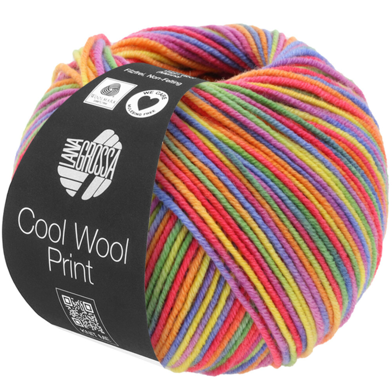 Lana Grossa Cool Wool Print 703 Purple/Green/Raspberry/Orange/Yellow/Blue