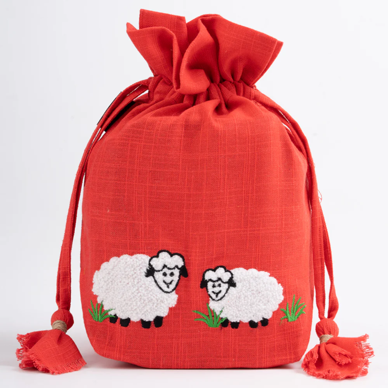 Lantern Moon Meadow Drawstring Bag Red