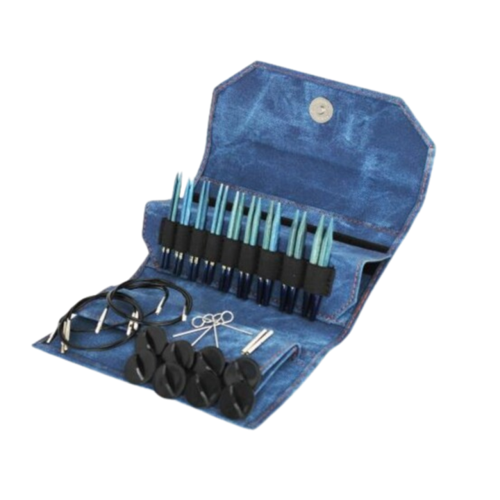 LYKKE Interchangeable Circular Needle Set Indigo, Blue, 3.5" (9 cm)