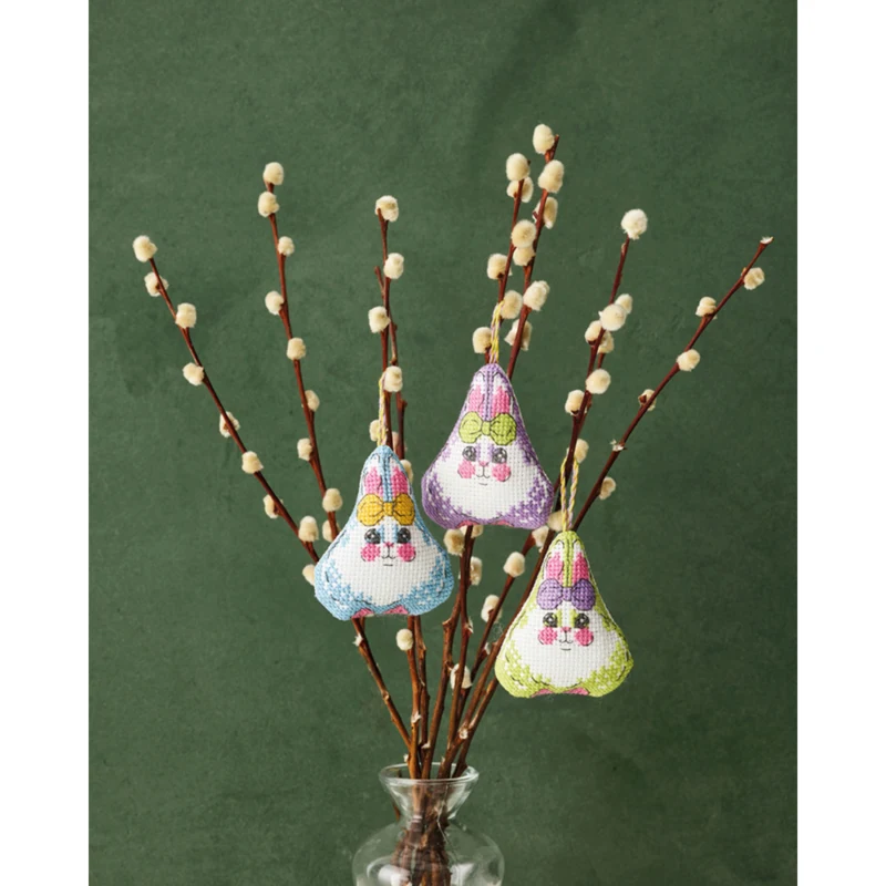 Easter Rabbits w/Bow 3-pack 6 x 7 cm / 2.36 x 2.76 in