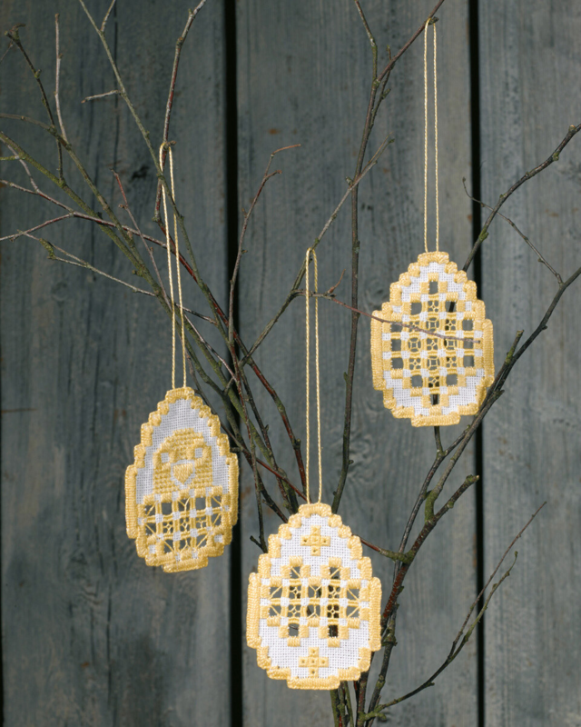 Embroidery Kit Easter Eggs Hardanger 3 pcs 6 x 8.5 cm / 2.36 x 3.35 in