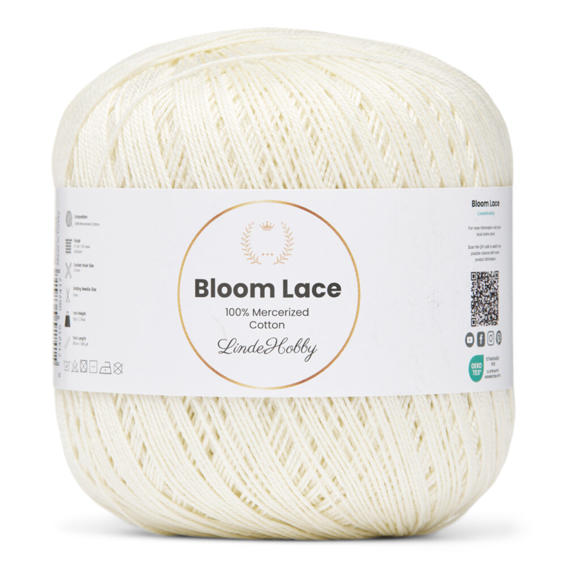 LindeHobby Bloom Lace Mercerized Cotton 30 Natural white