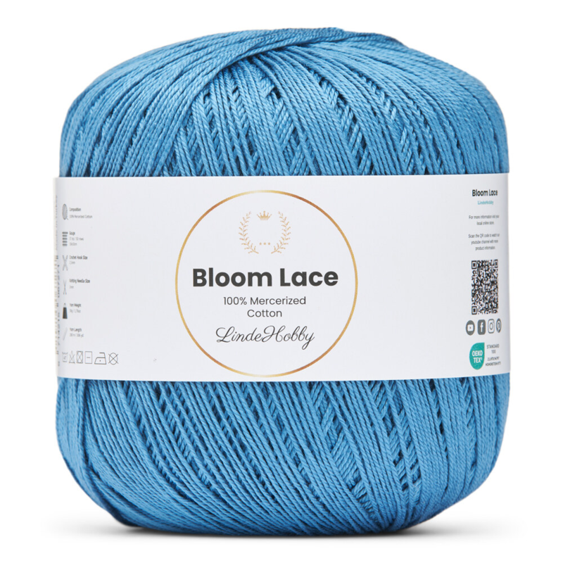 LindeHobby Bloom Lace Mercerized Cotton 16 Denim blue