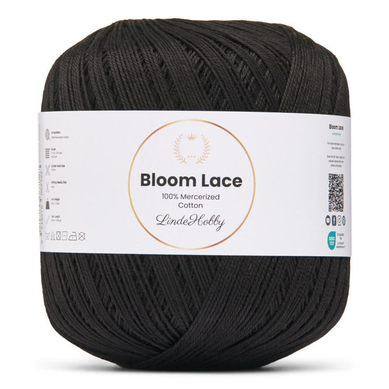 LindeHobby Bloom Lace Mercerized Cotton 01 Black