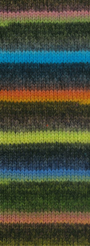 Lana Grossa Bomba 07 Peach/white-/light-/dark green/grey petrol/-brown/turquoise blue