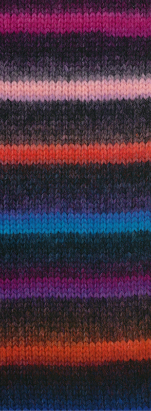 Lana Grossa Bomba 03 Salmon/grey red/dark purple/turquoise blue/petrol blue/royal blue
