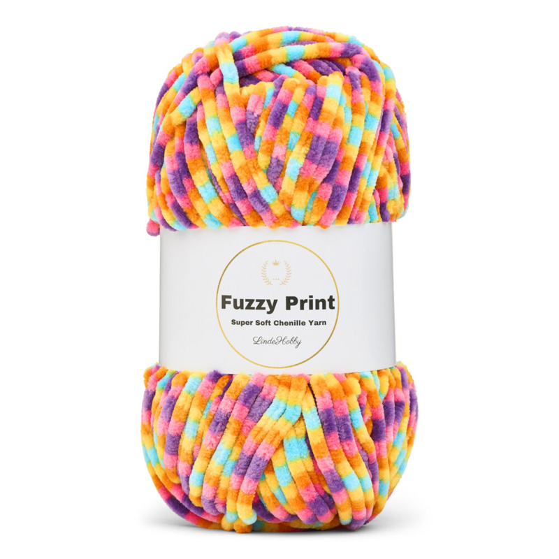 LindeHobby Fuzzy Chenille Print 08 Confetti