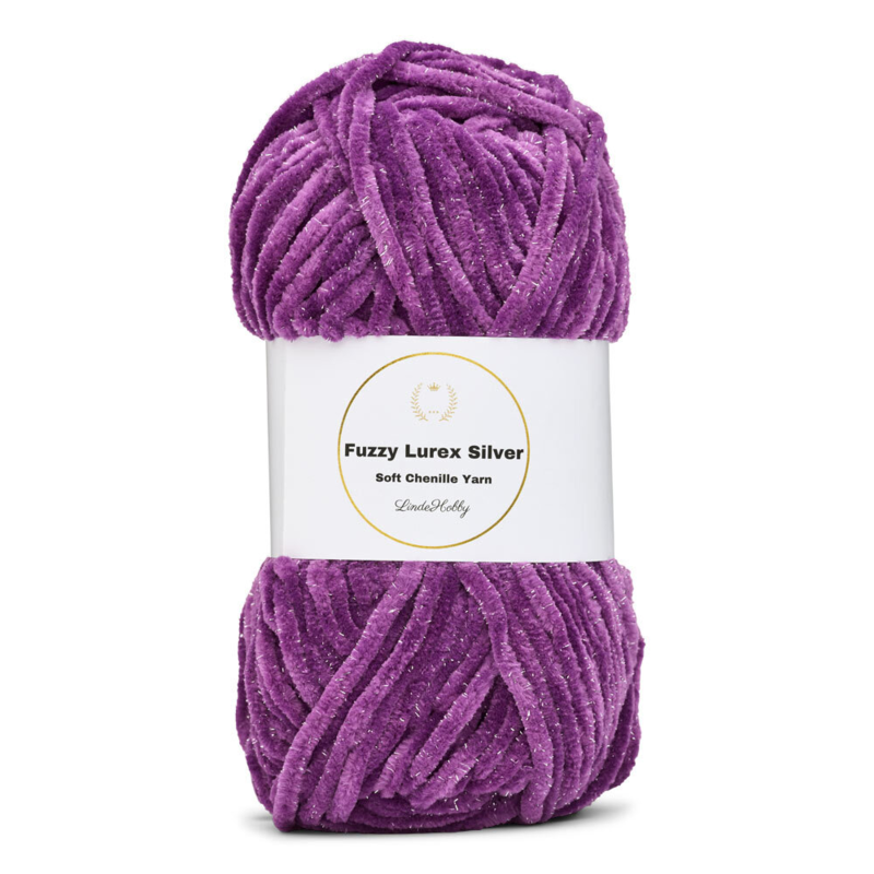 LindeHobby Fuzzy Chenille Silver Lurex 40 Purple